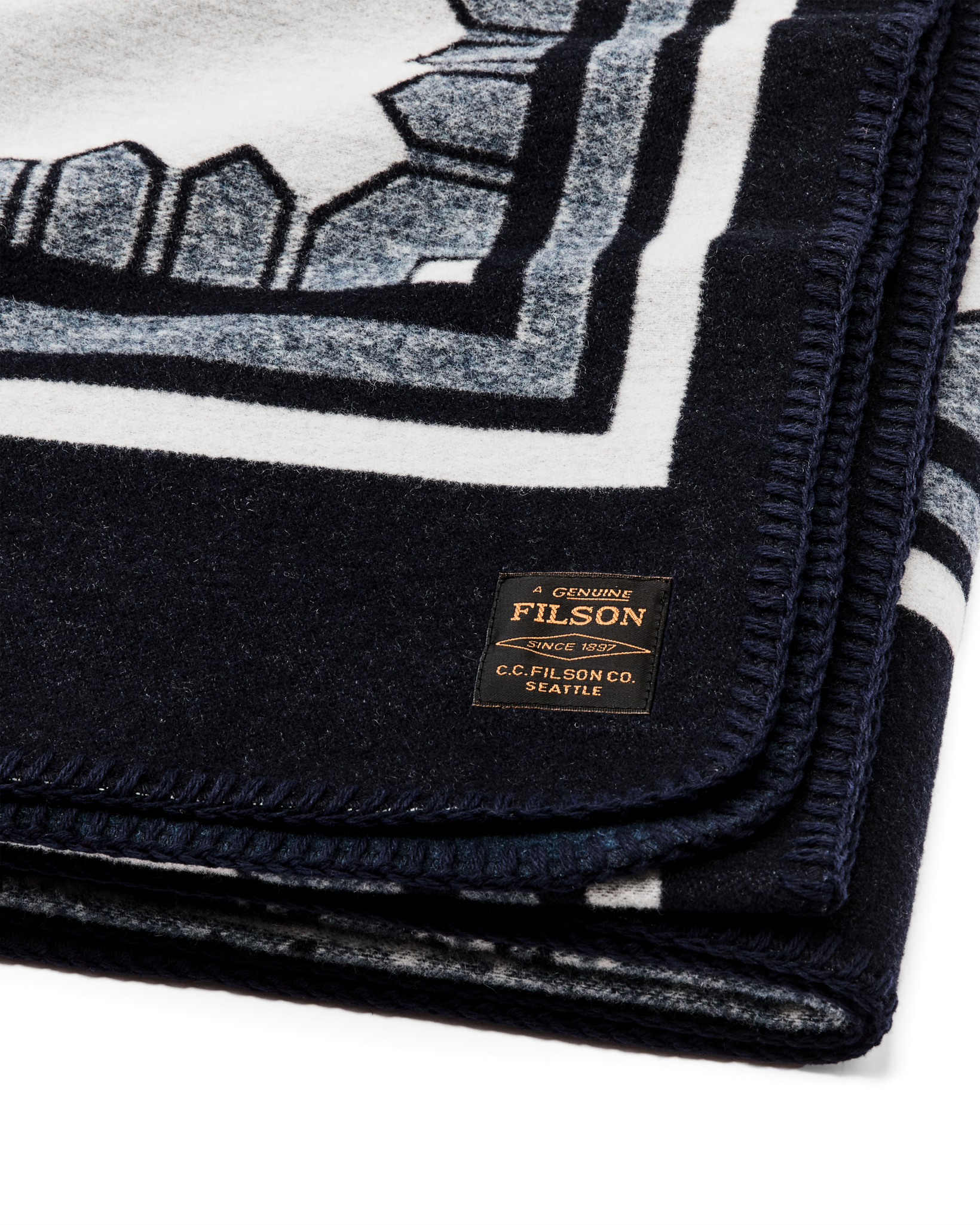 Wool-blend Blanket - Navy / Mountain Sea - Image 2