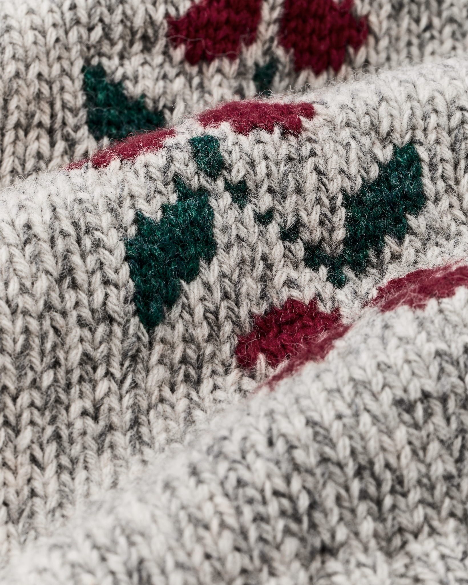 Women's Zippered Wool Sweater - Gray / Flower - Image 7