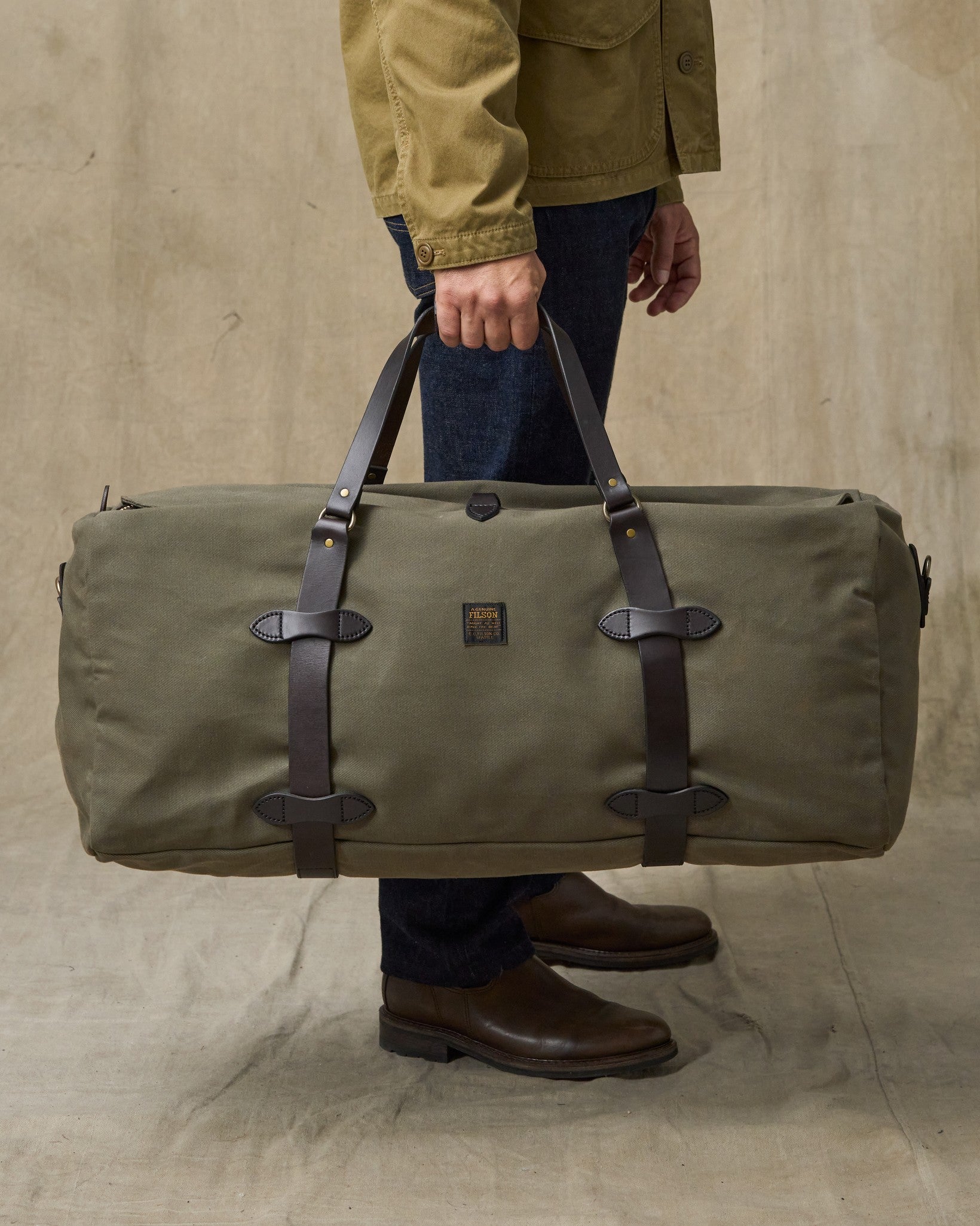 Large Rugged Twill Duffle Bag - Otter Green