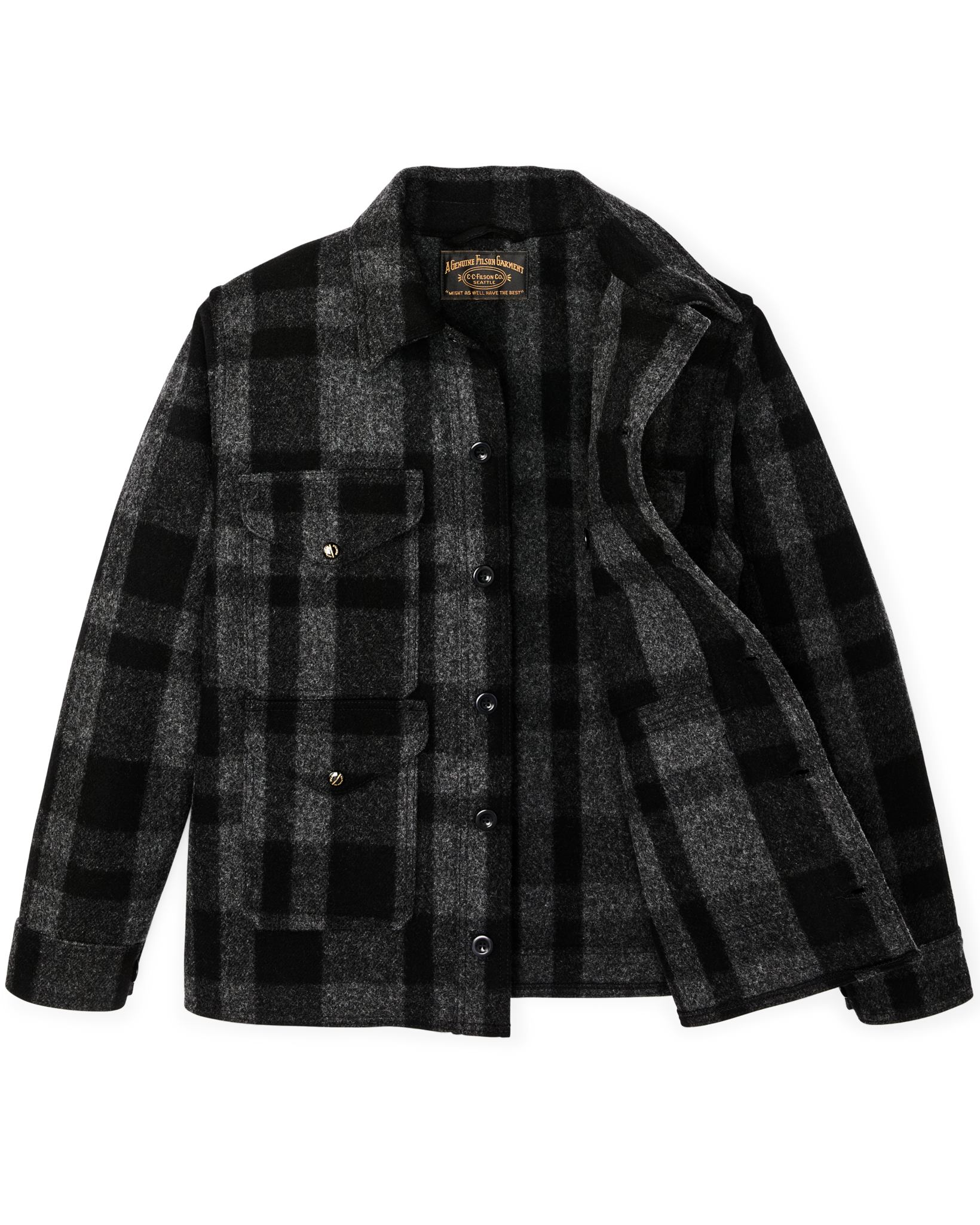 1940s Mackinaw Wool Cruiser Jacket - Charcoal / Black Heritage Plaid - Image 3