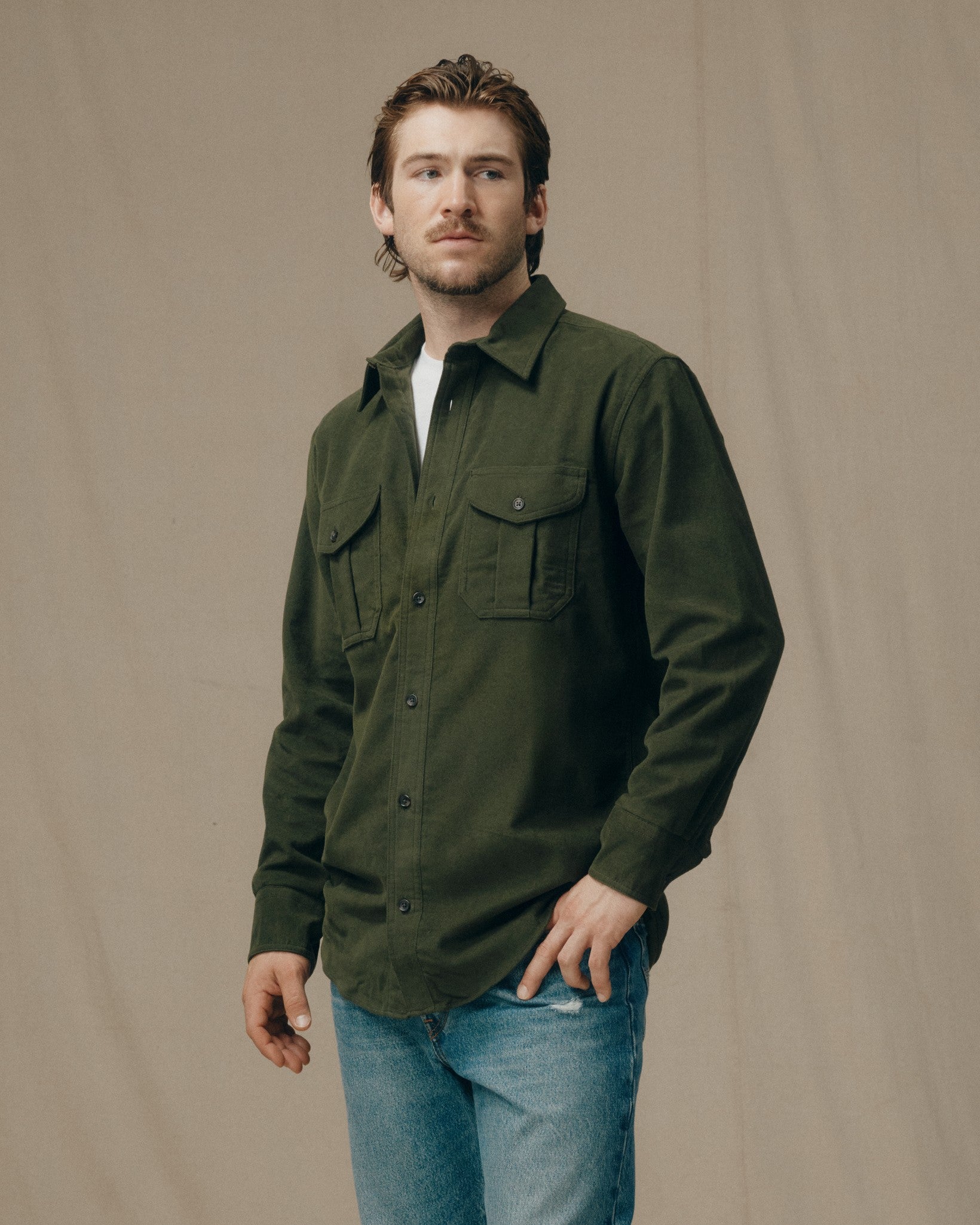 Moleskin Seattle Shirt - Dark Olive