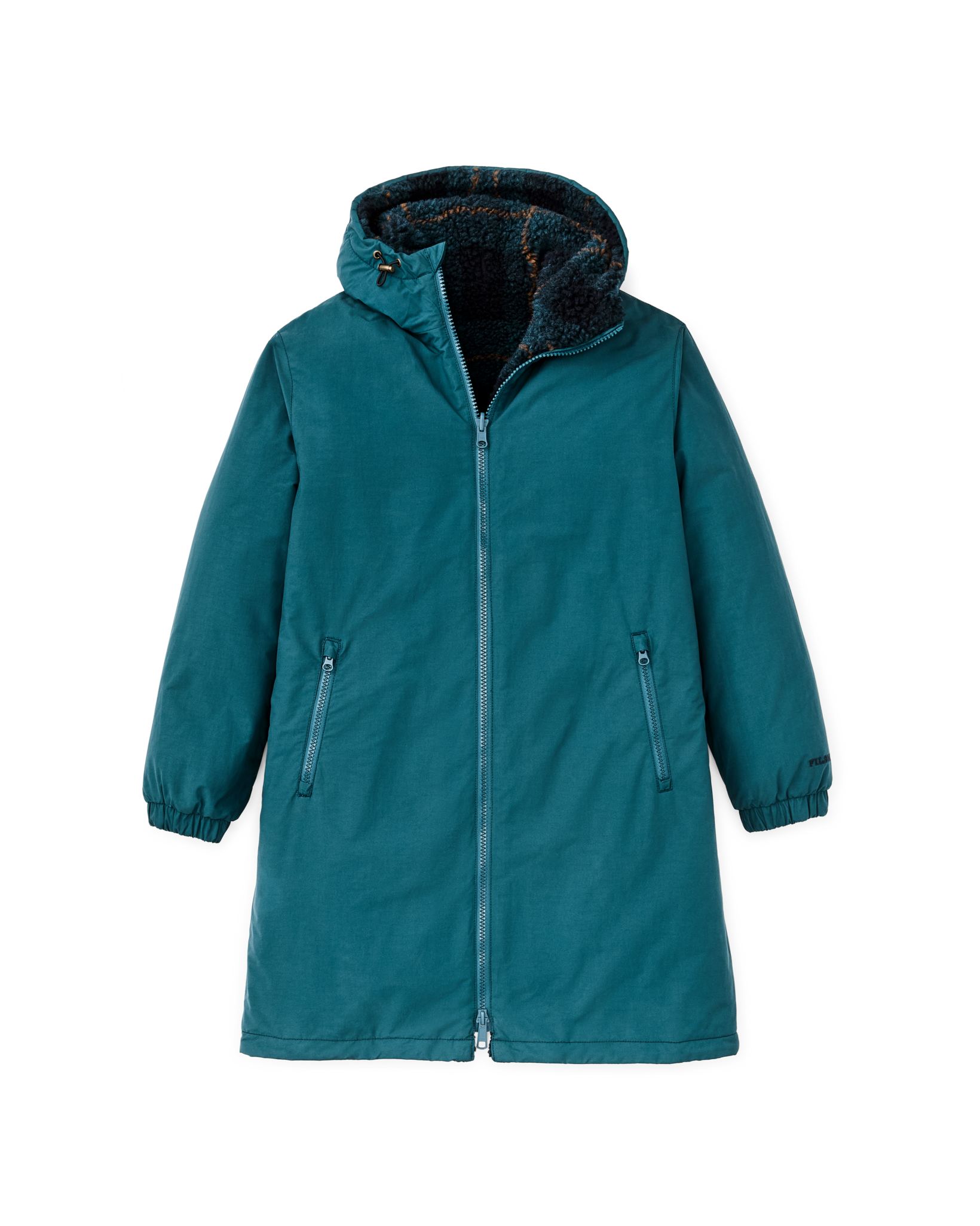 Women's Reversible Woolly Fleece Coat - Dark Teal - Image 7