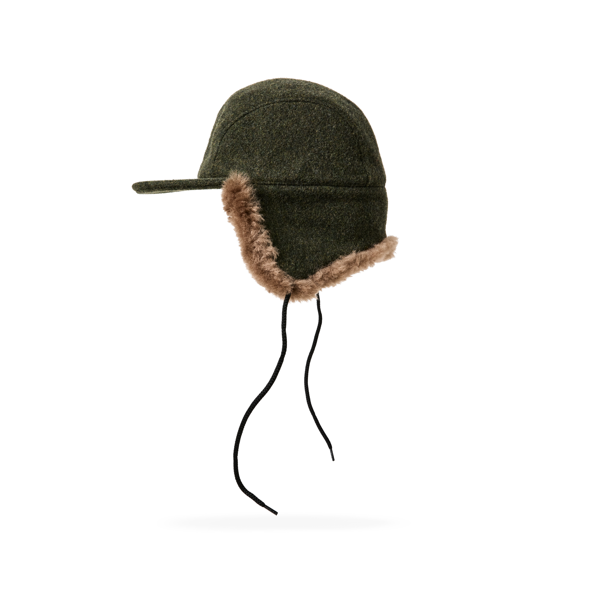 Double Mackinaw Wool Cap - Forest Green / Acorn - Image 5