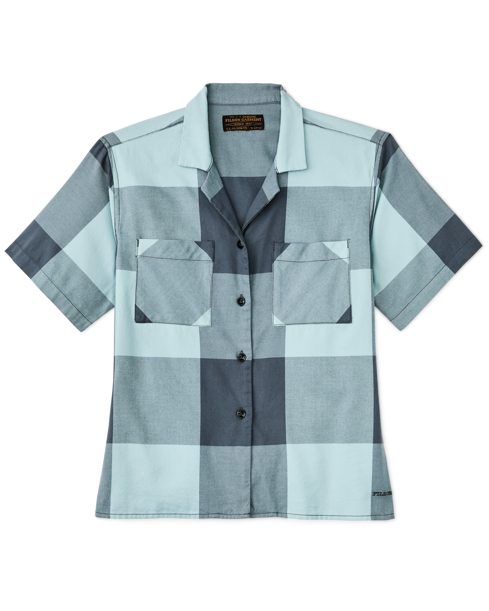 Women's Short Sleeve Camp Shirt - Storm Blue / Stone Plaid