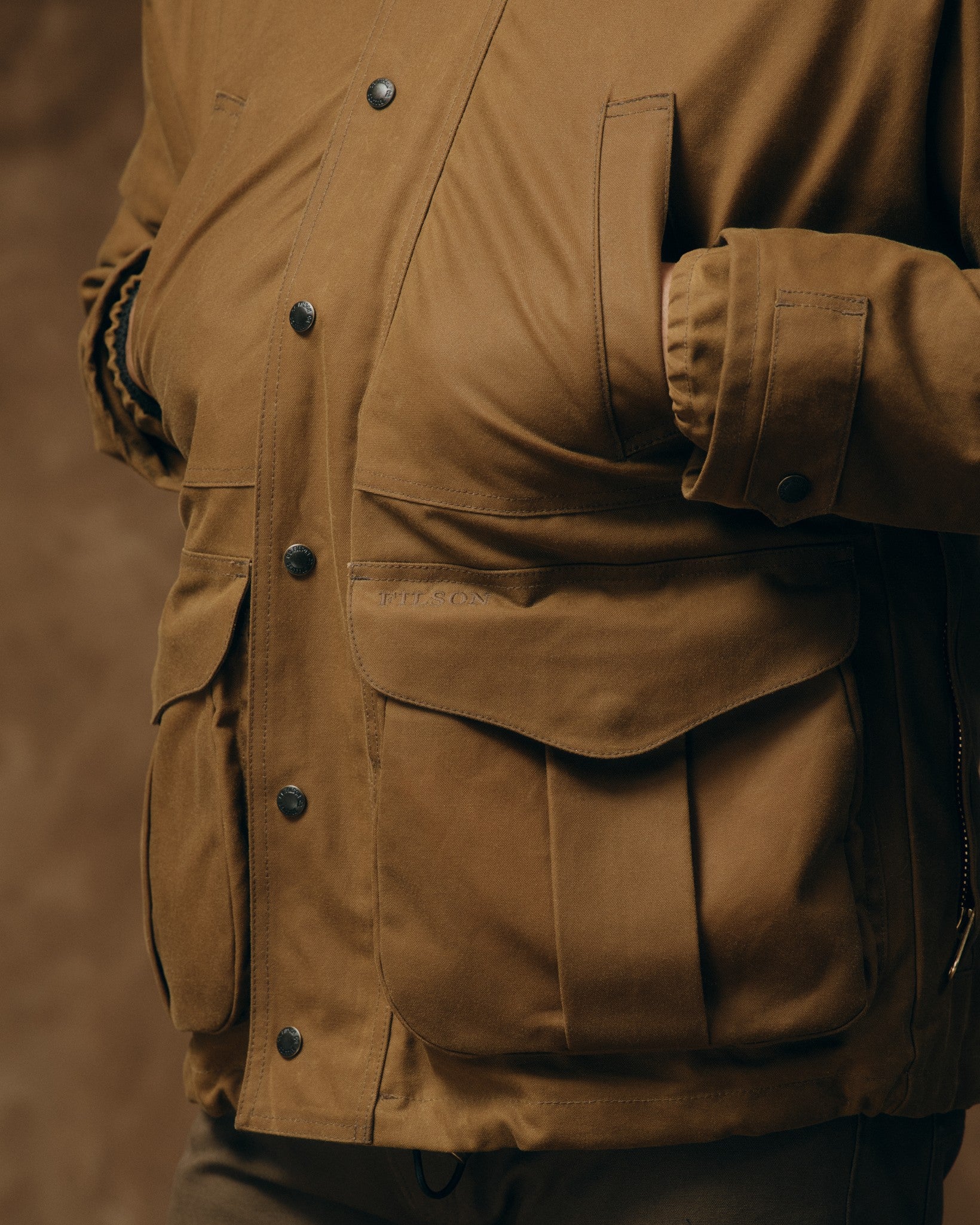 Lined Tin Cloth Field Jacket - Dark Tan - Image 6
