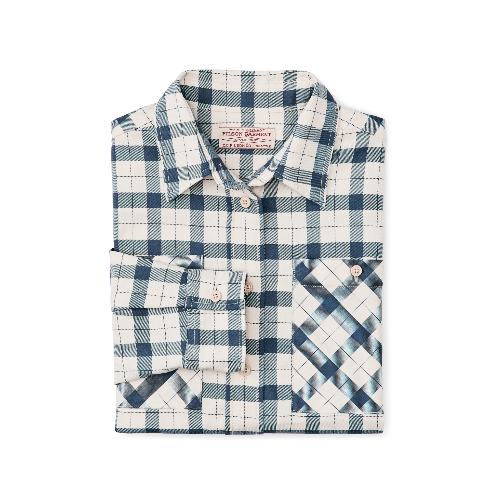 Women's Light Weight Alaskan Guide Shirt - Light Tan / Flag Blue Plaid - Image 3