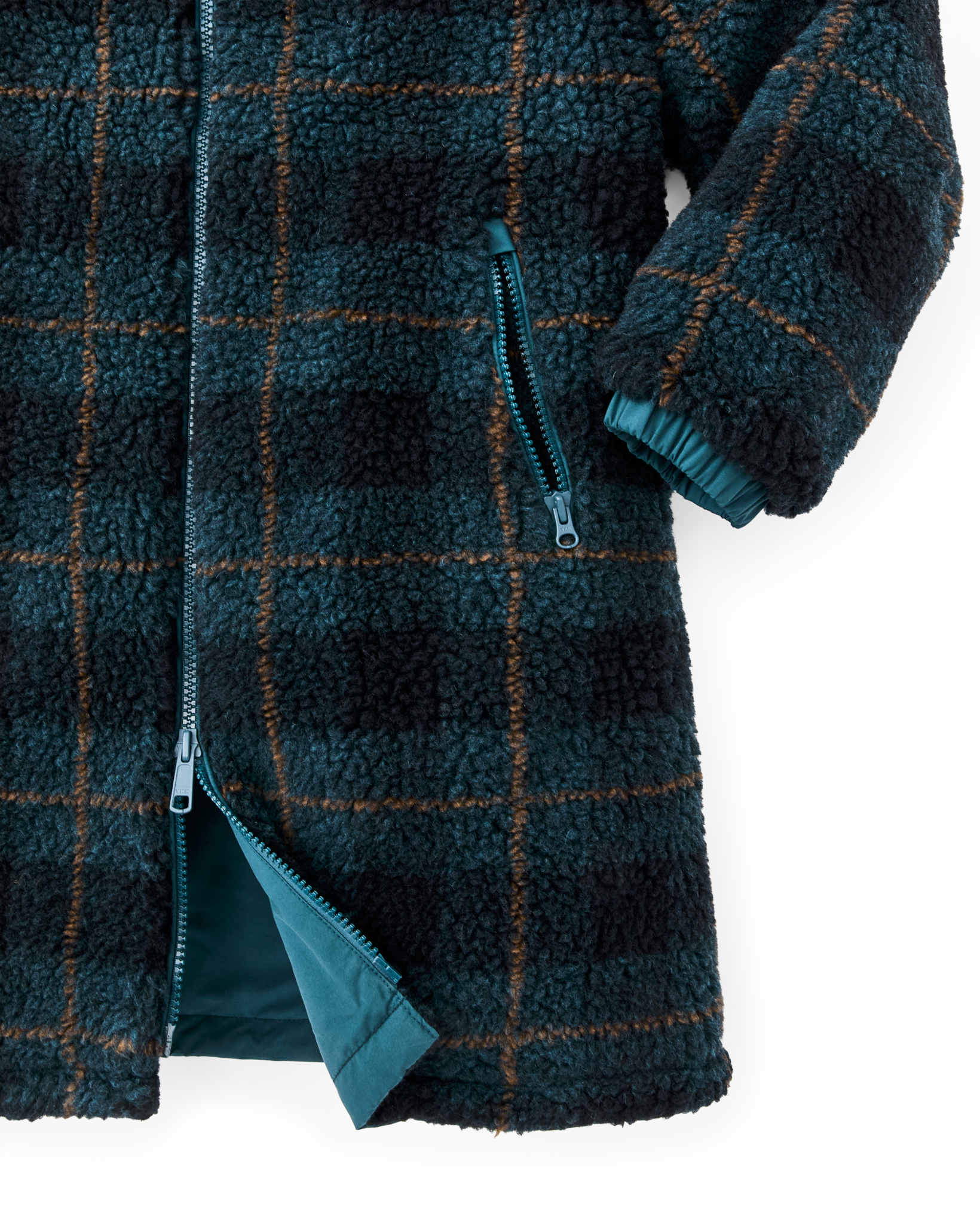 Women's Reversible Woolly Fleece Coat - Dark Teal - Image 12
