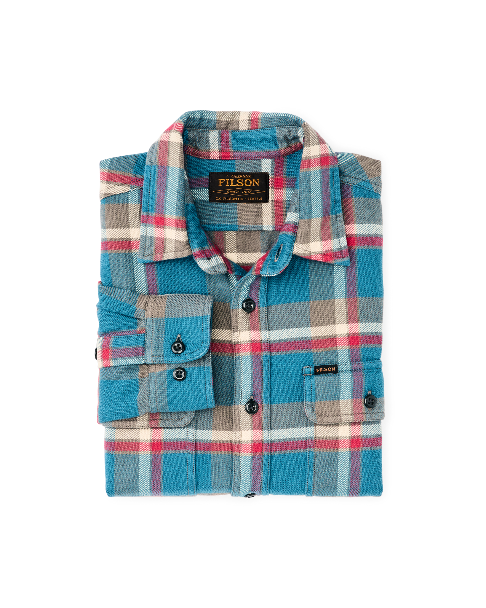 Vintage Flannel Work Shirt - Blue / Gray / Multi Plaid - Image 3