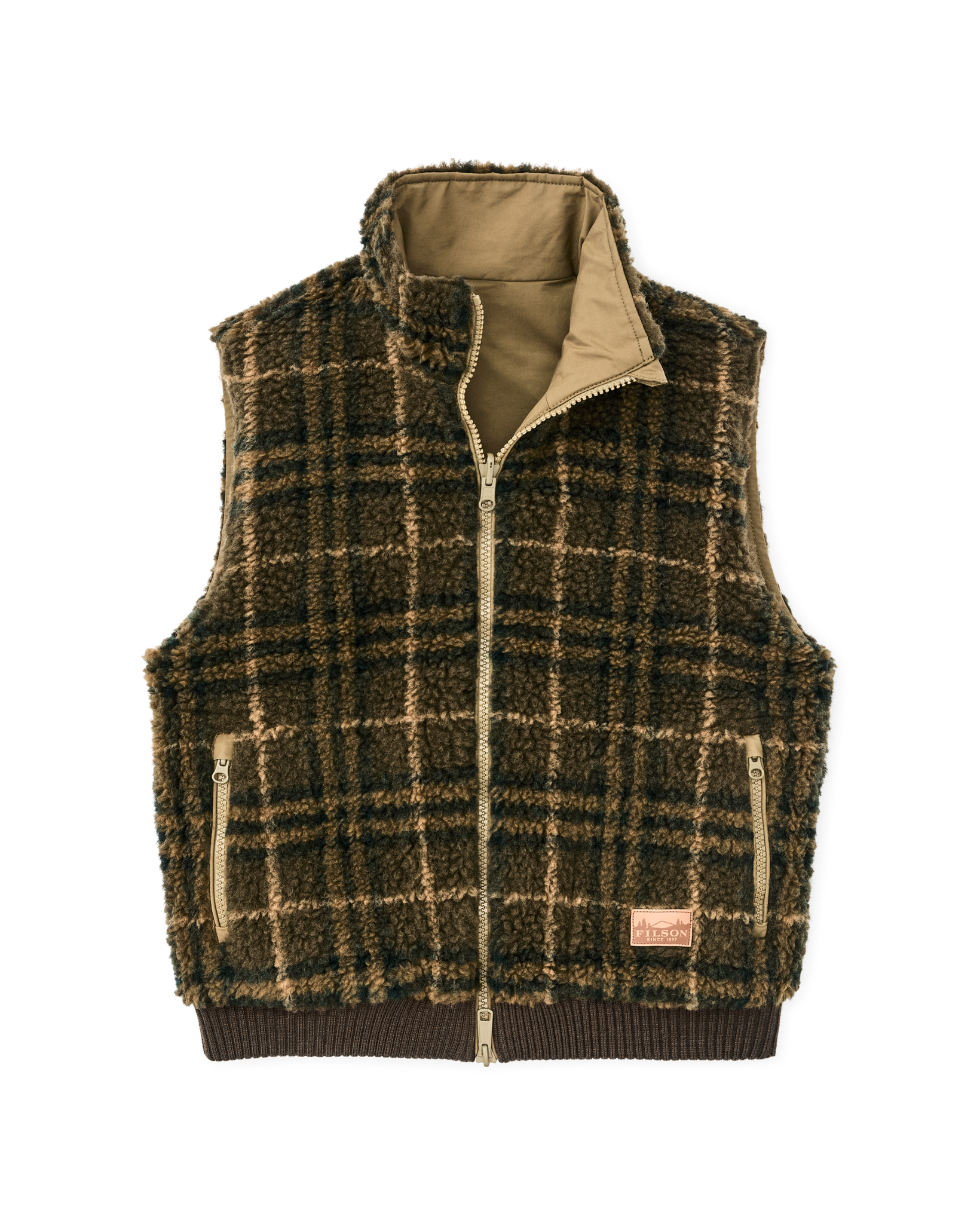Women's Reversible Woolly Fleece Vest - Tan - Image 2