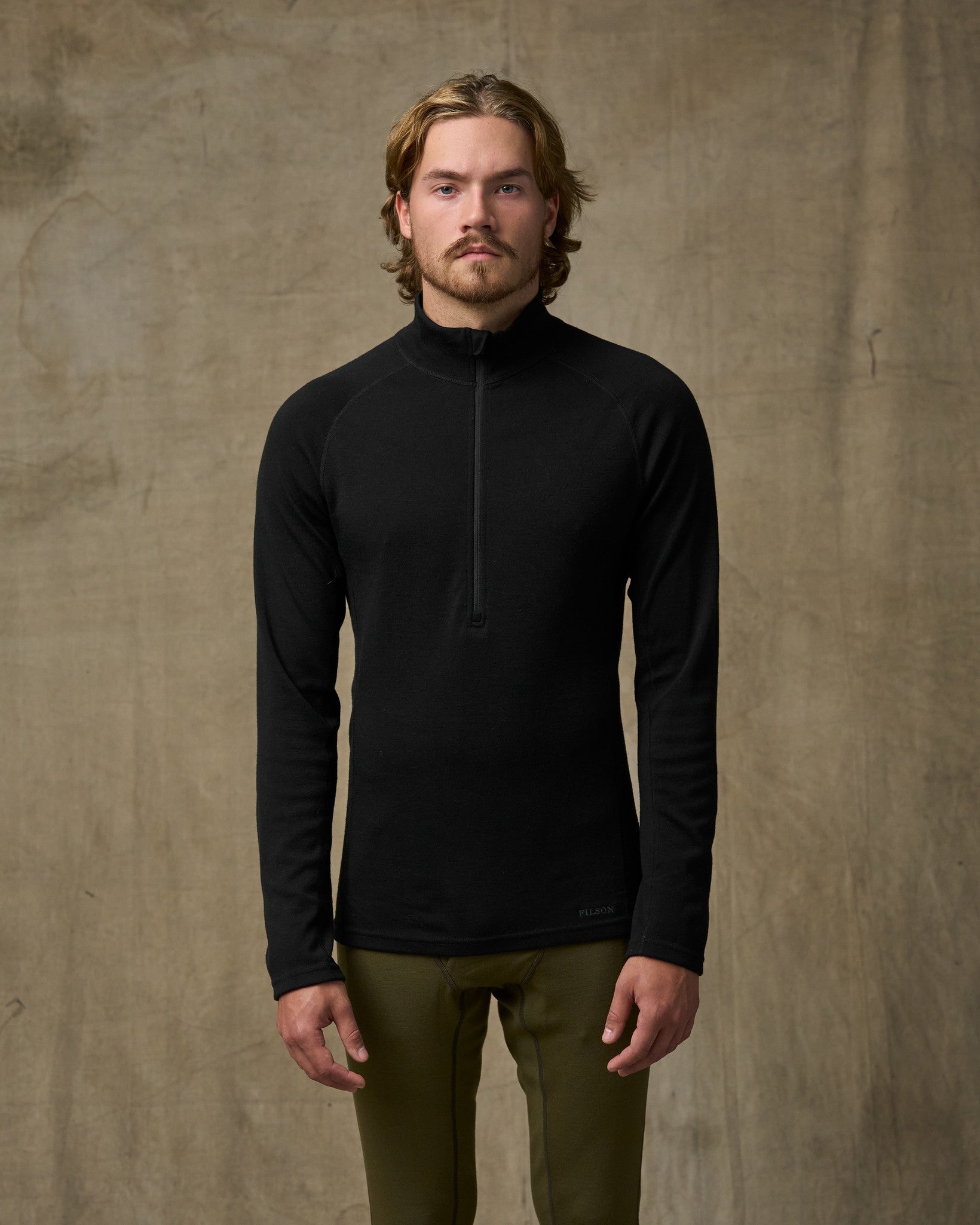 400g Merino Wool Long Sleeve Half-zip - Black - Image 2