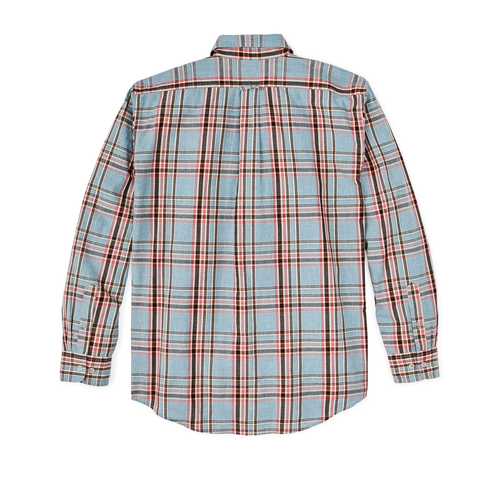 Filson's Washed Feather Cloth Shirt - Light Blue / Red / Natural Plaid - Image 2