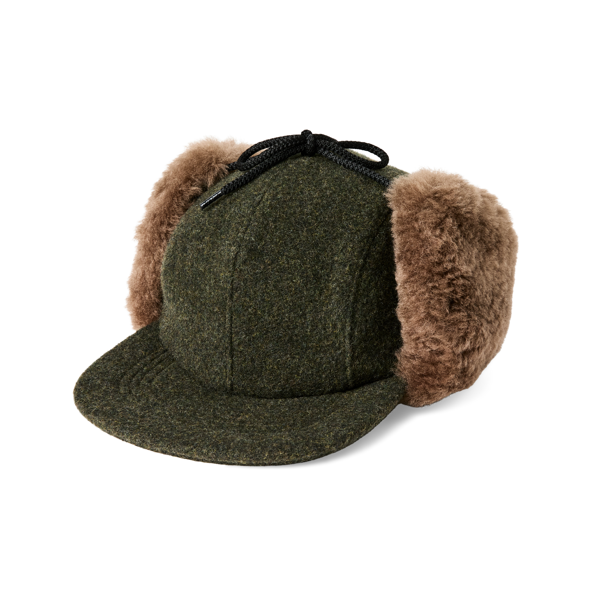 Double Mackinaw Wool Cap - Forest Green / Acorn - Image 3