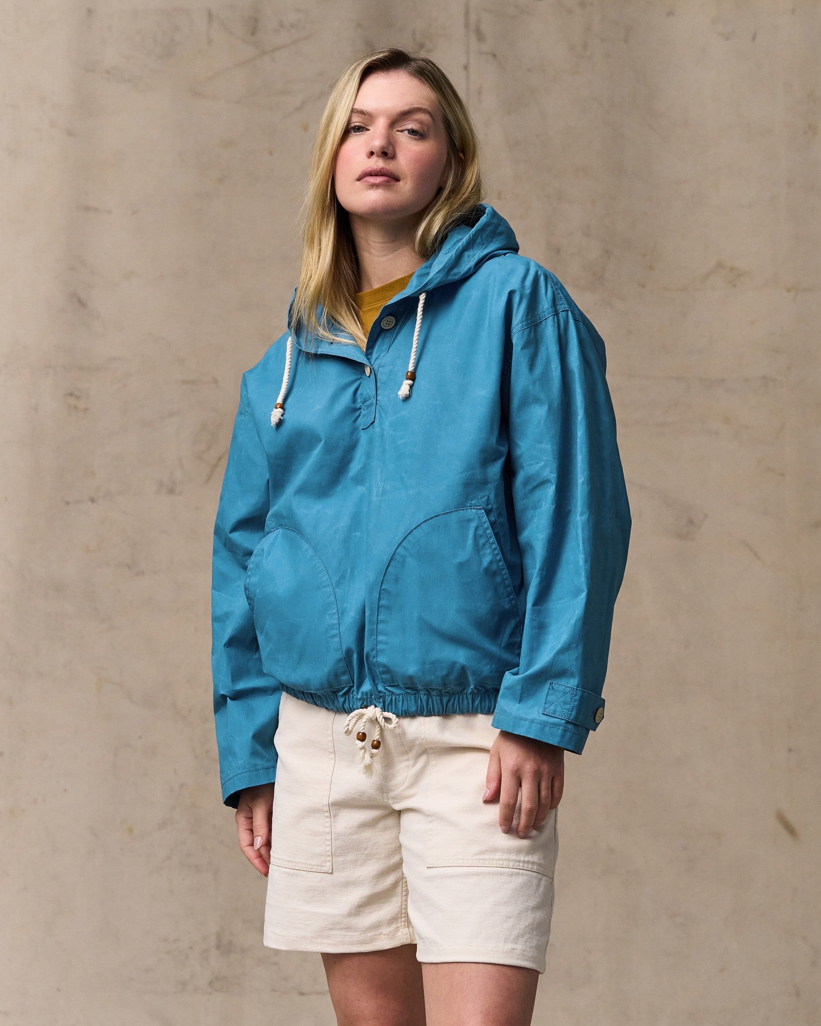 Women's Dry Wax Hooded Popover - Marine Blue
