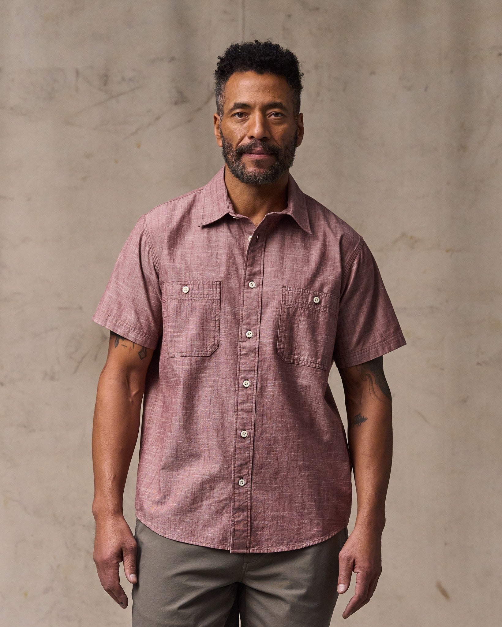 Short Sleeve Chambray Shirt - Sable