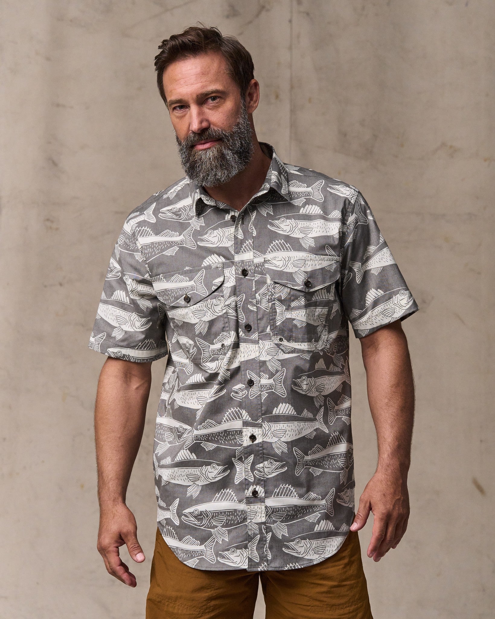 Twin Lakes Short Sleeve Sport Shirt - Beluga / Print