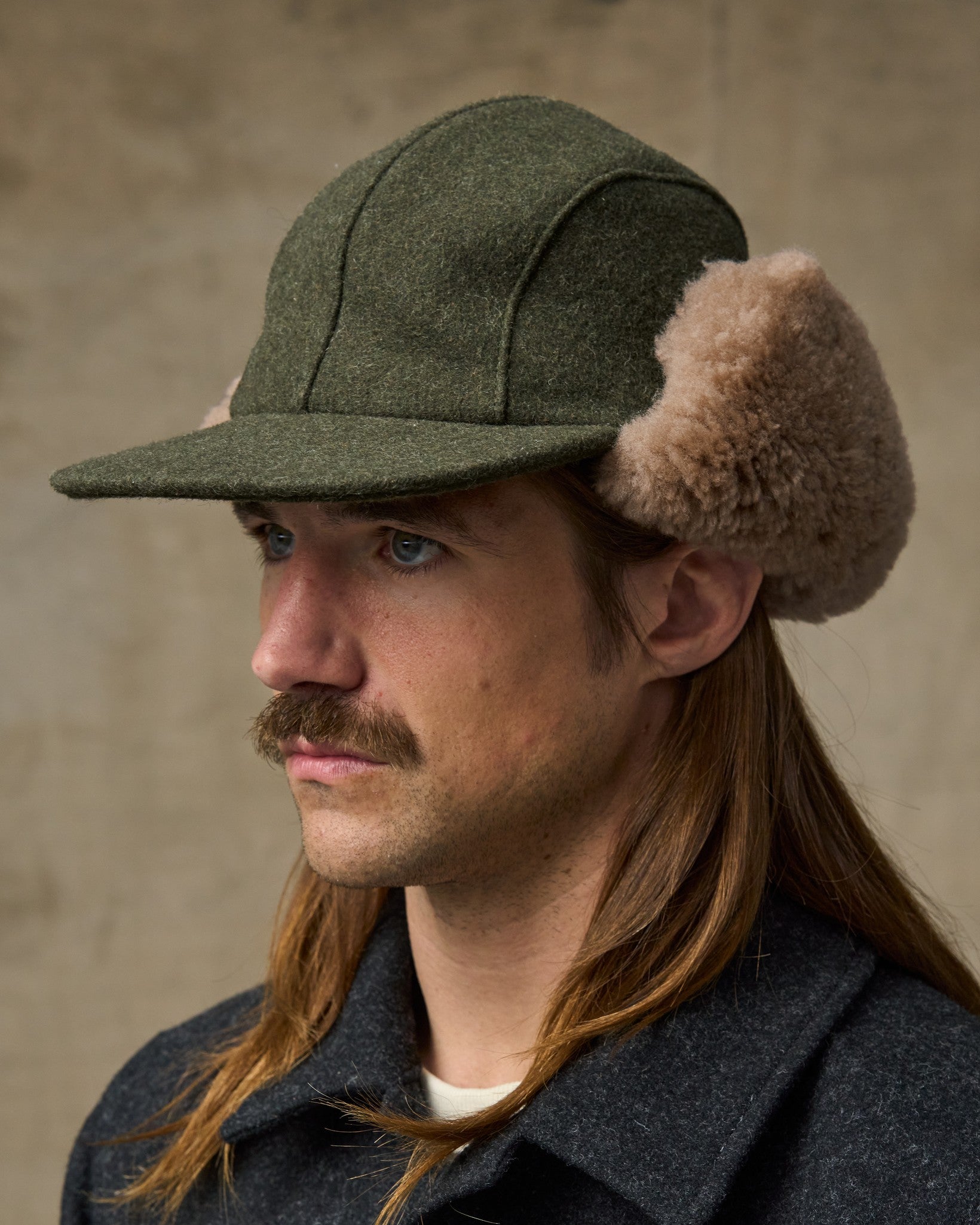 Double Mackinaw Wool Cap - Forest Green / Acorn