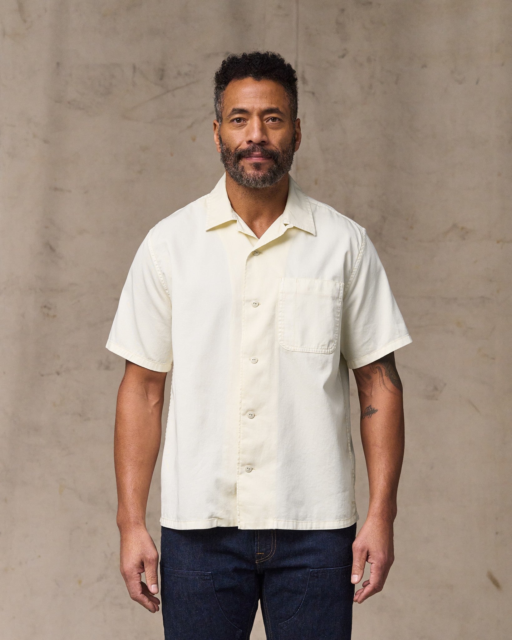 Short Sleeve 4.5-oz. Twill Shirt - Ivory