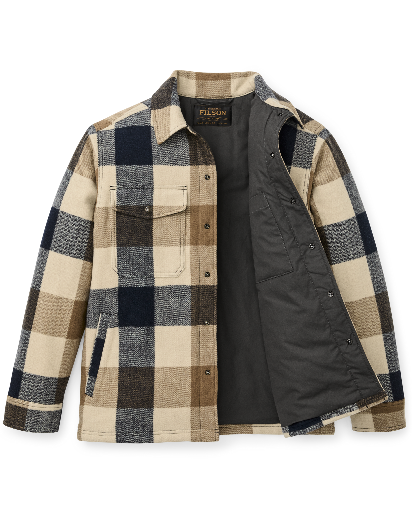 Spokane Insulated Jac-Shirt - Cream / Navy Plaid - Image 5