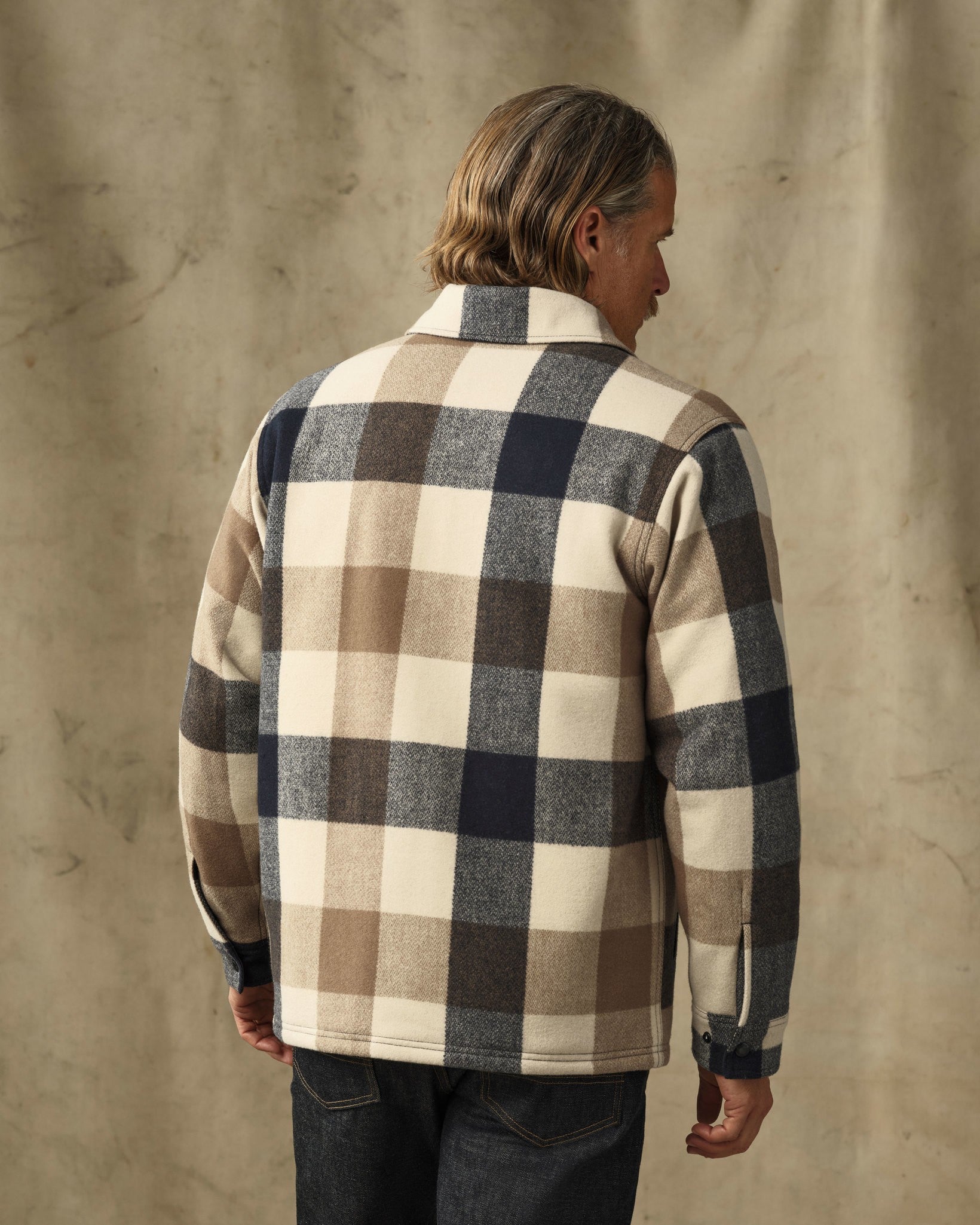 Spokane Insulated Jac-Shirt - Cream / Navy Plaid - Image 2