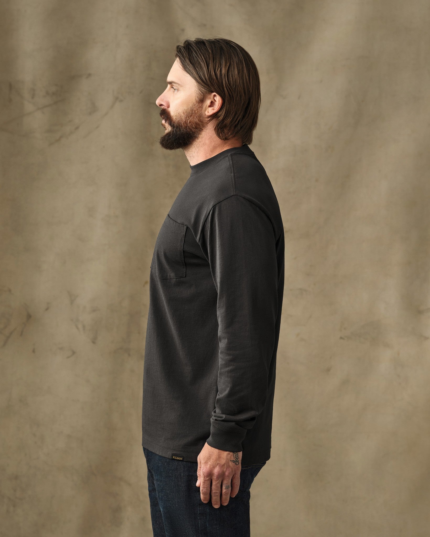 Long Sleeve Outfitter Pocket T-Shirt - Faded Black - Image 3