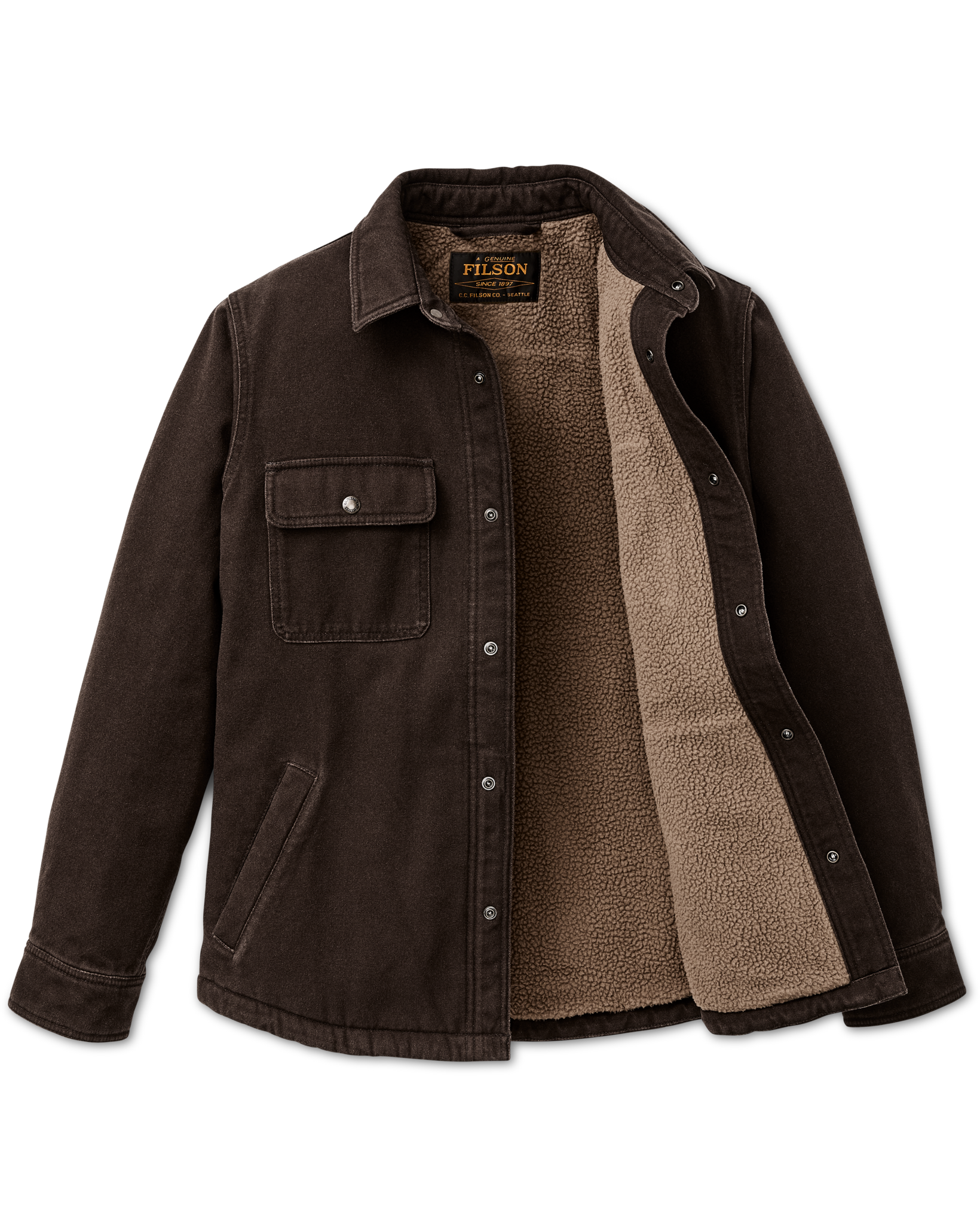 Fleece Lined Jac-Shirt - Dark Brown - Image 2