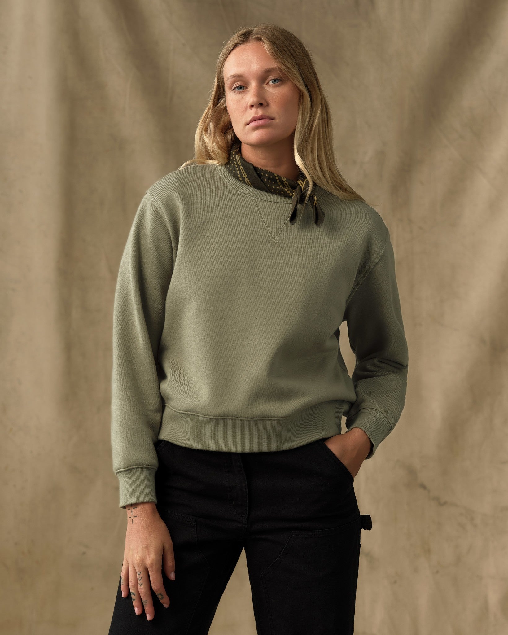Women's French Terry Crewneck - Olive Branch