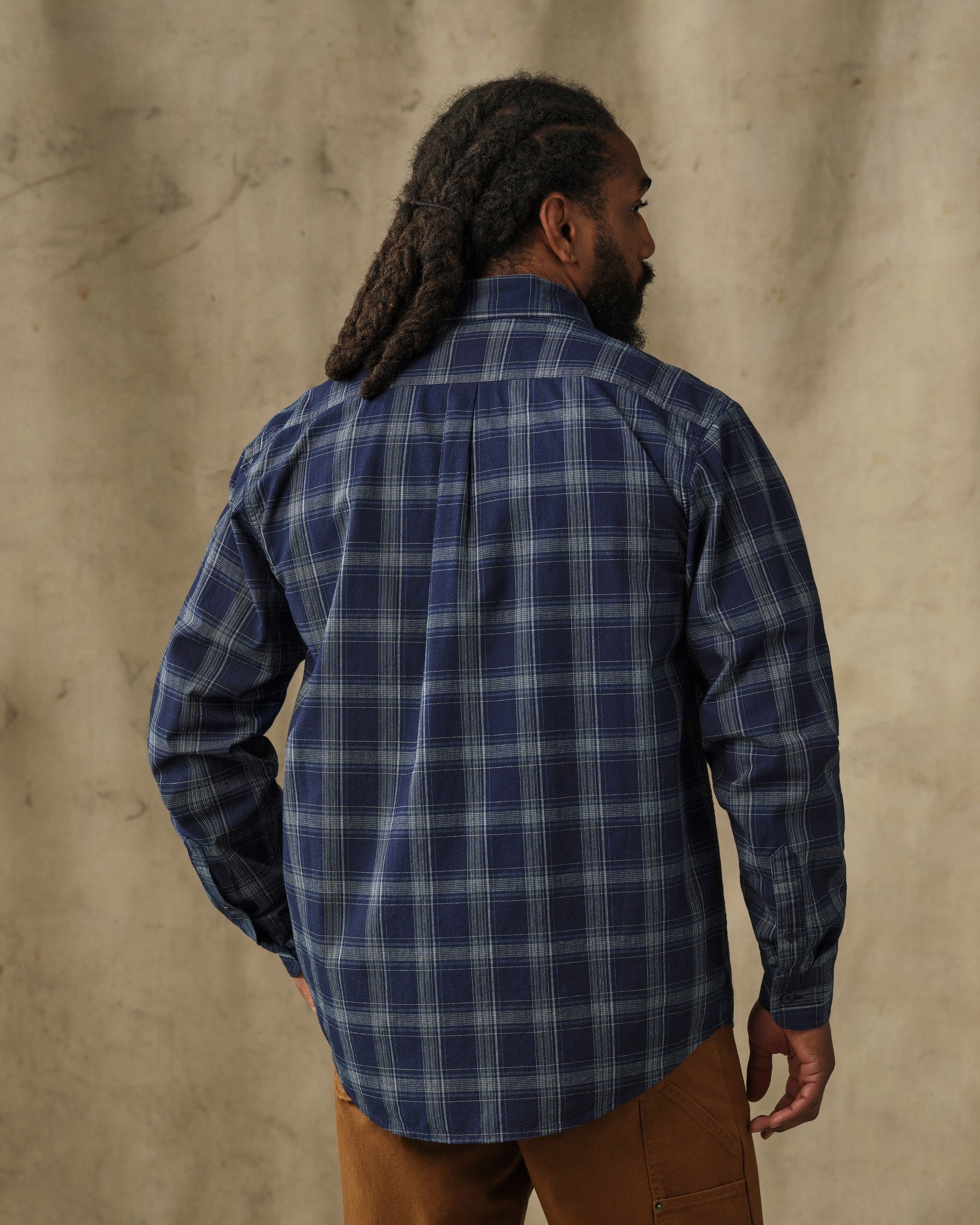 Chambray Button-Down Shirt - Dark Indigo Plaid - Image 2