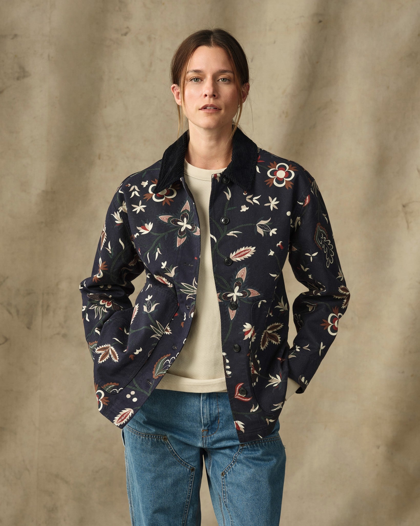 Women's Canvas Barn Coat - India Ink Print