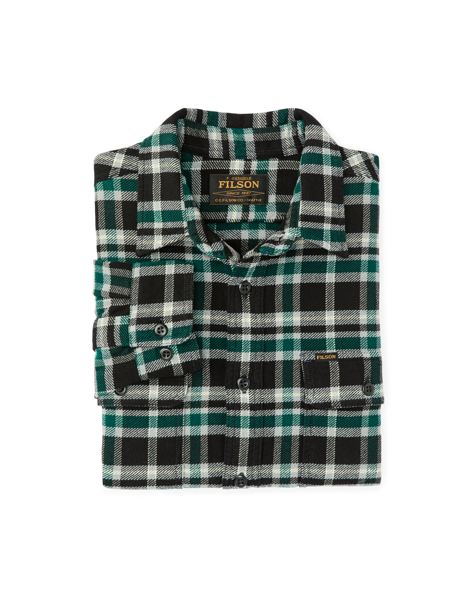 Vintage Flannel Work Shirt - Black / Green Plaid - Image 6