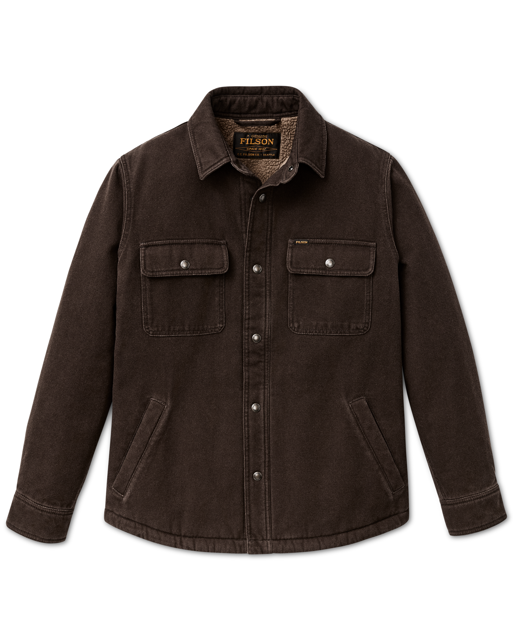 Fleece Lined Jac-Shirt - Dark Brown - Image 5