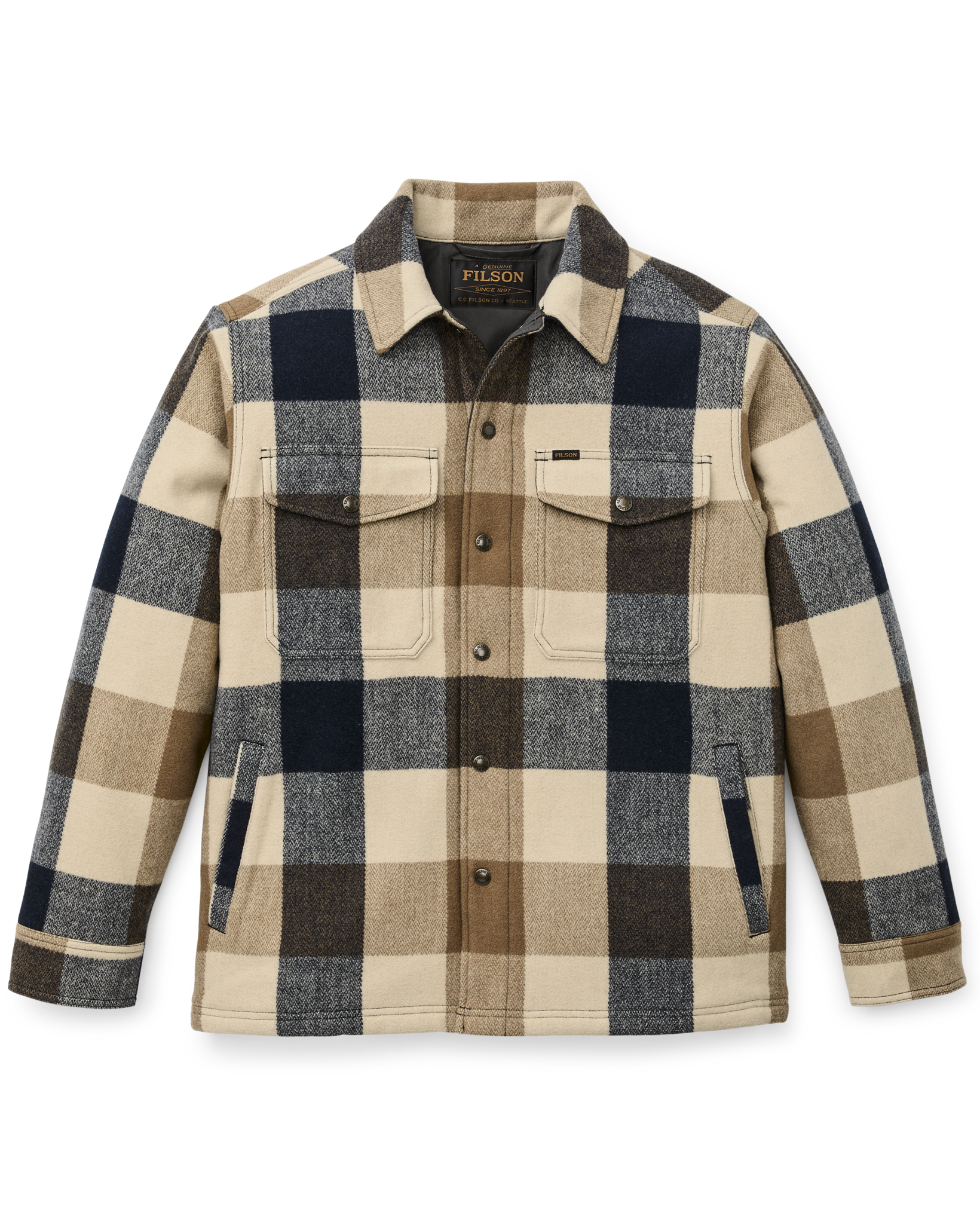 Spokane Insulated Jac-Shirt - Cream / Navy Plaid - Image 4
