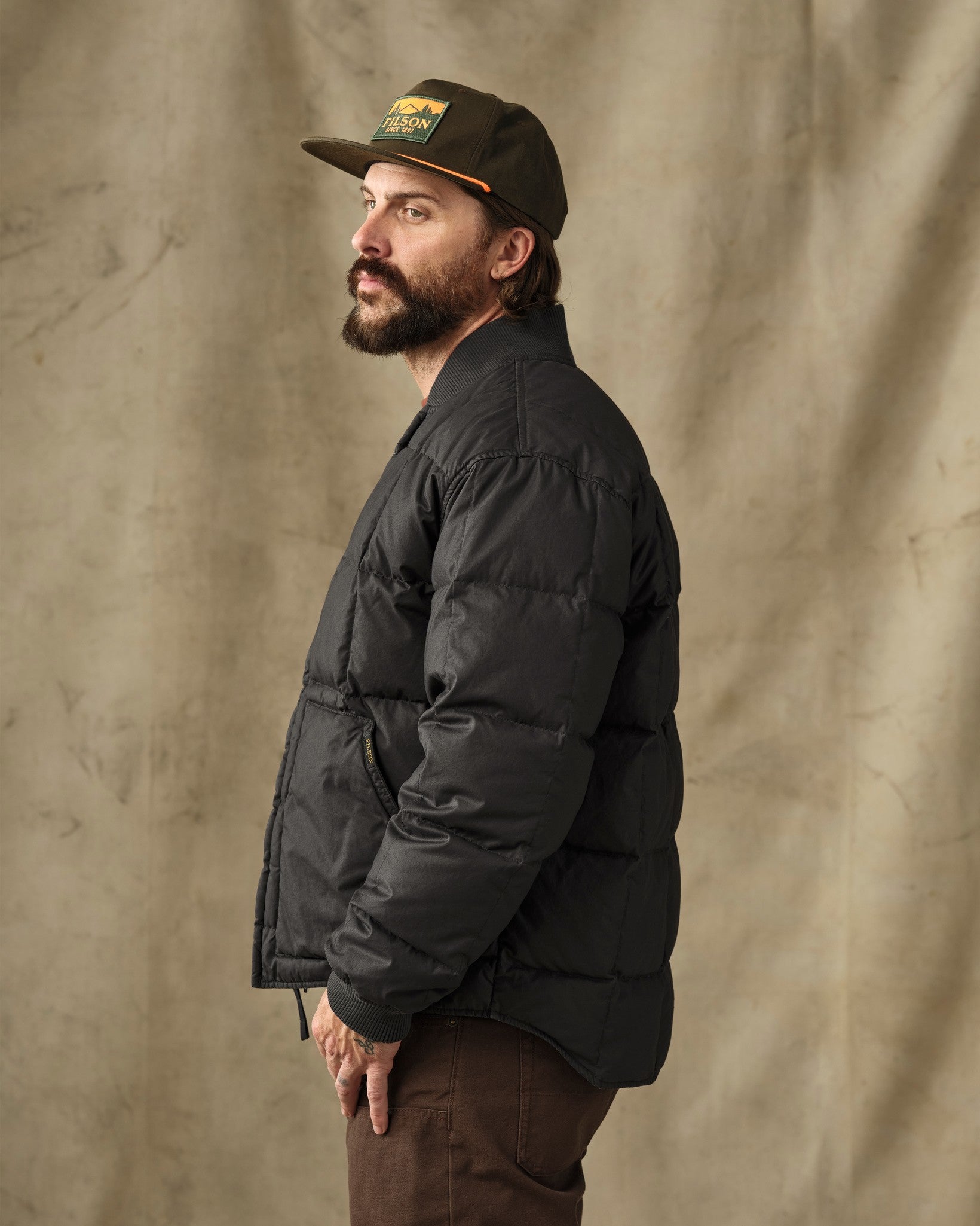 Heritage Cotton Down Jacket - Black - Image 3