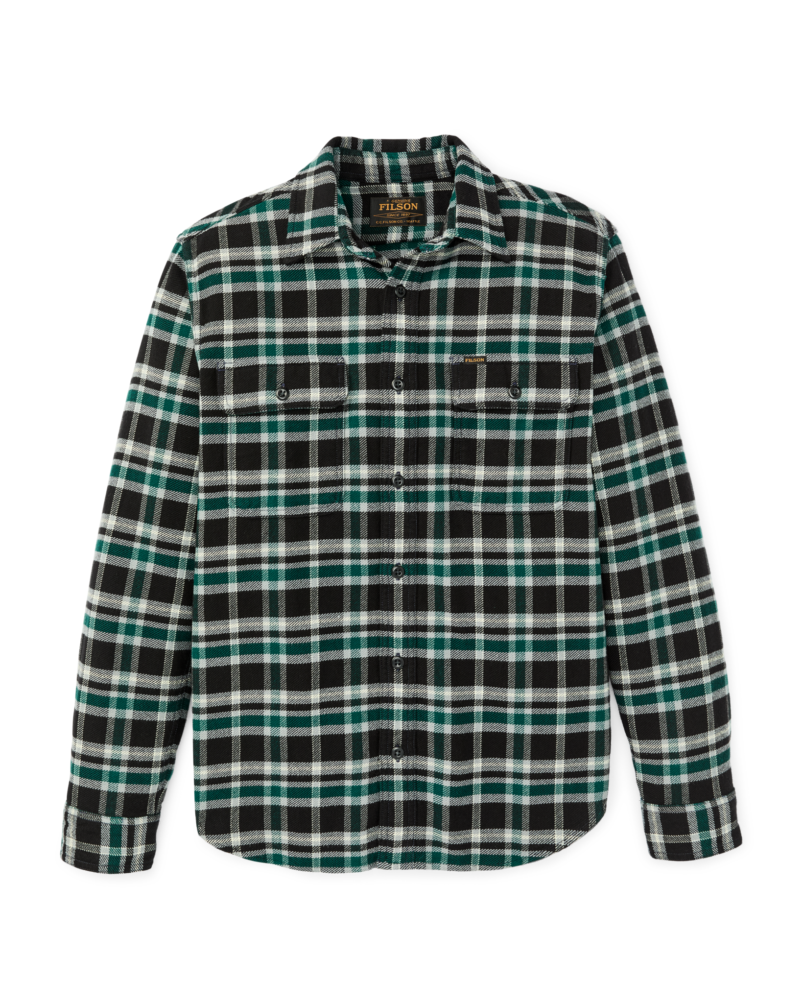 Vintage Flannel Work Shirt - Black / Green Plaid - Image 4