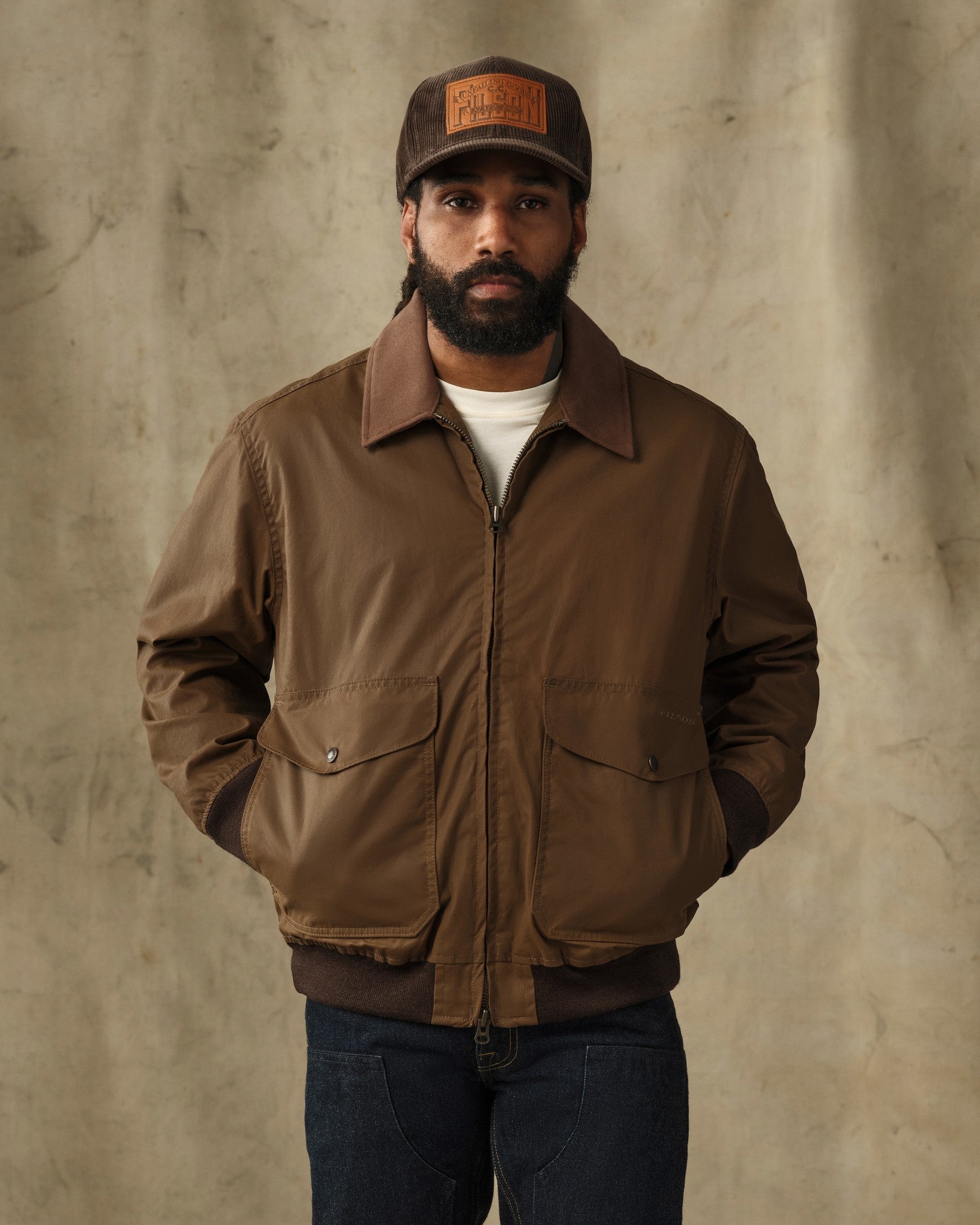 Cover Cloth Bomber Jacket - Dark Tan