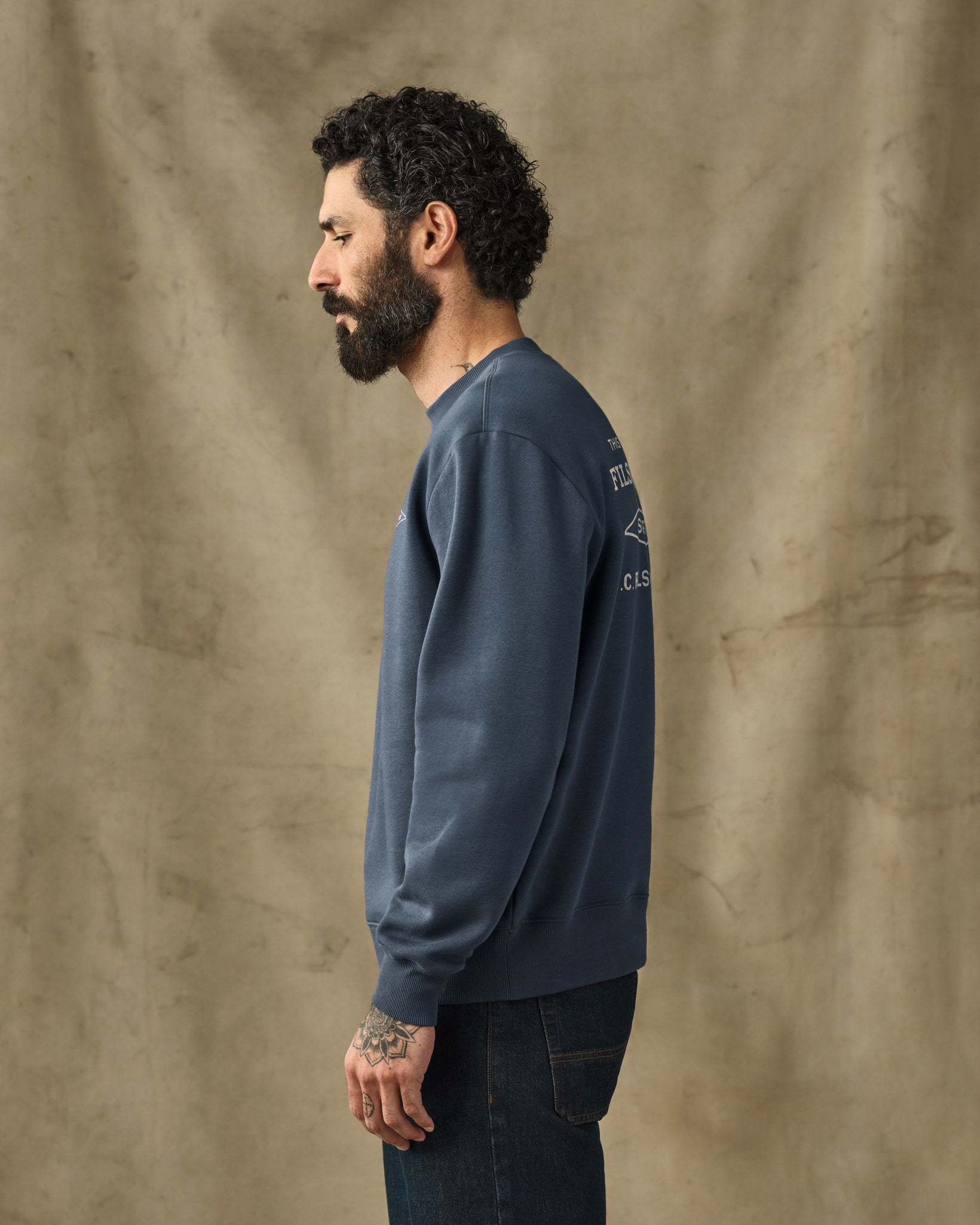 Diamond Graphic Crewneck Sweatshirt - Ink Blue - Image 3