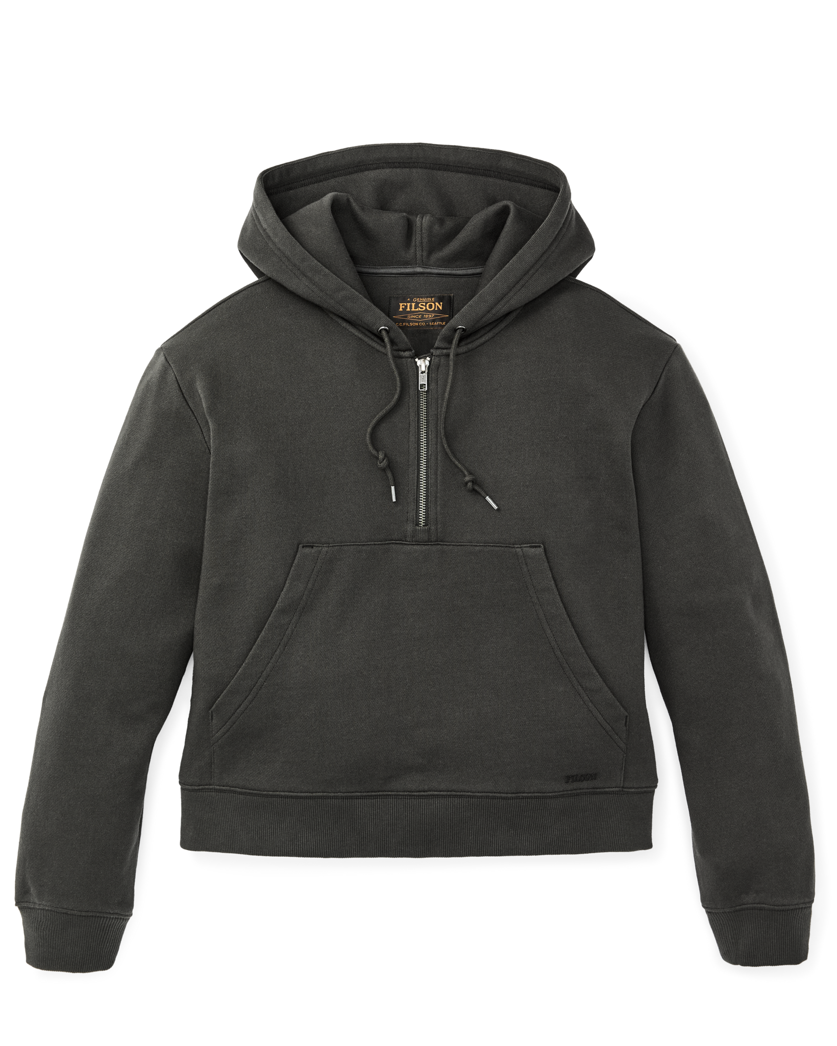 Women's French Terry Half-Zip Hoodie - Faded Black
