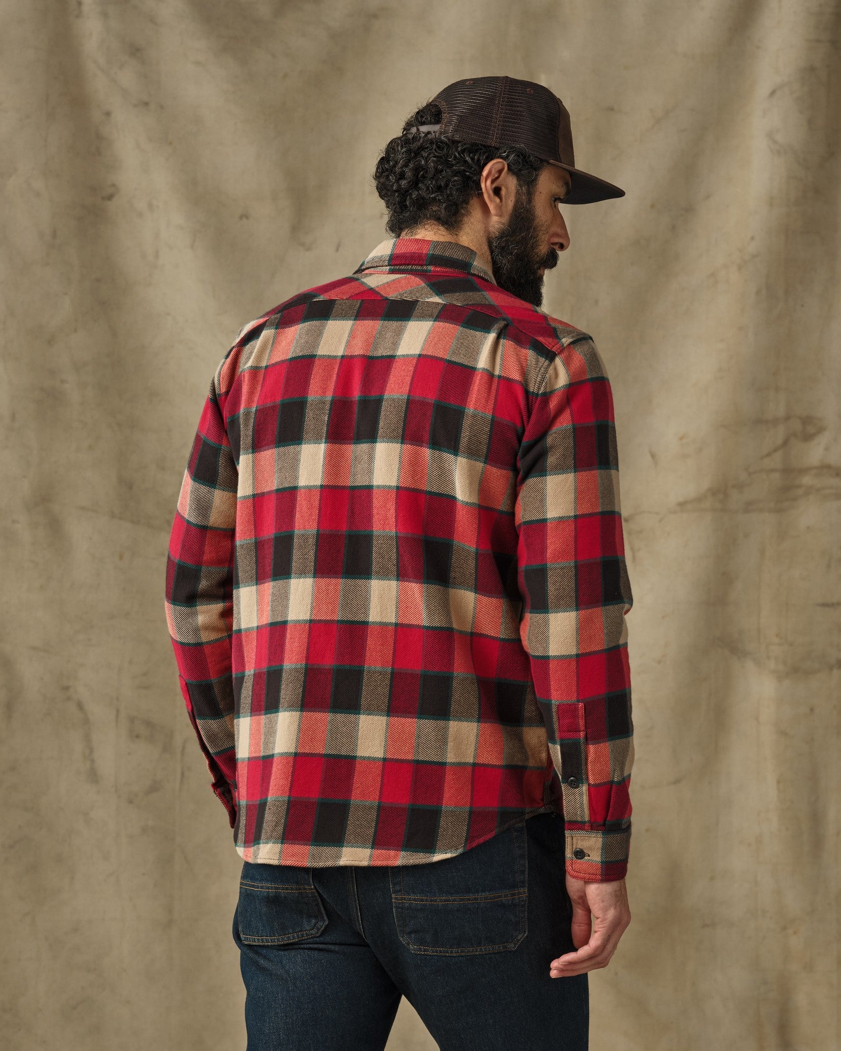 Vintage Flannel Work Shirt - Red / Cream Plaid - Image 2
