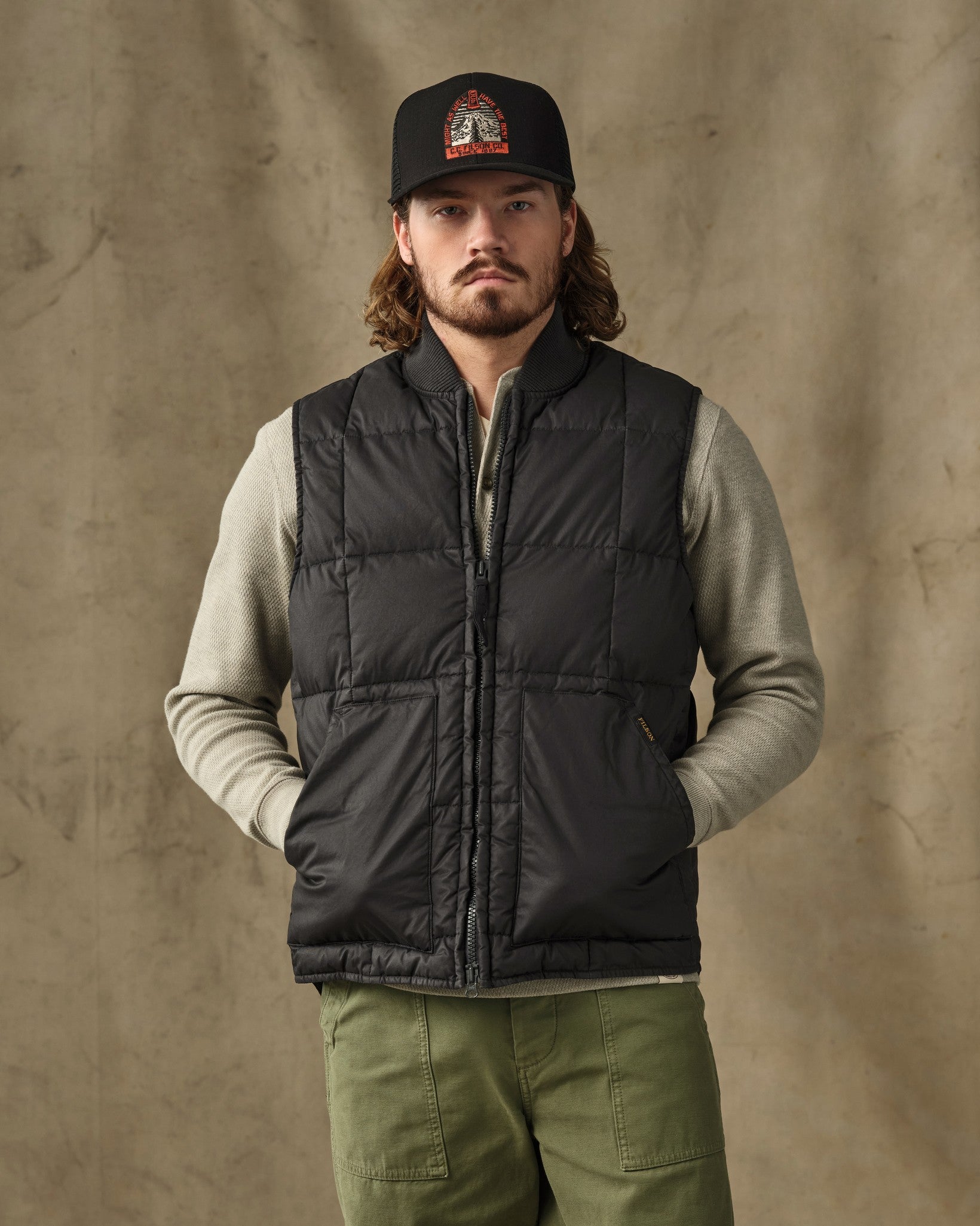 Heritage Cotton Down Vest - Black
