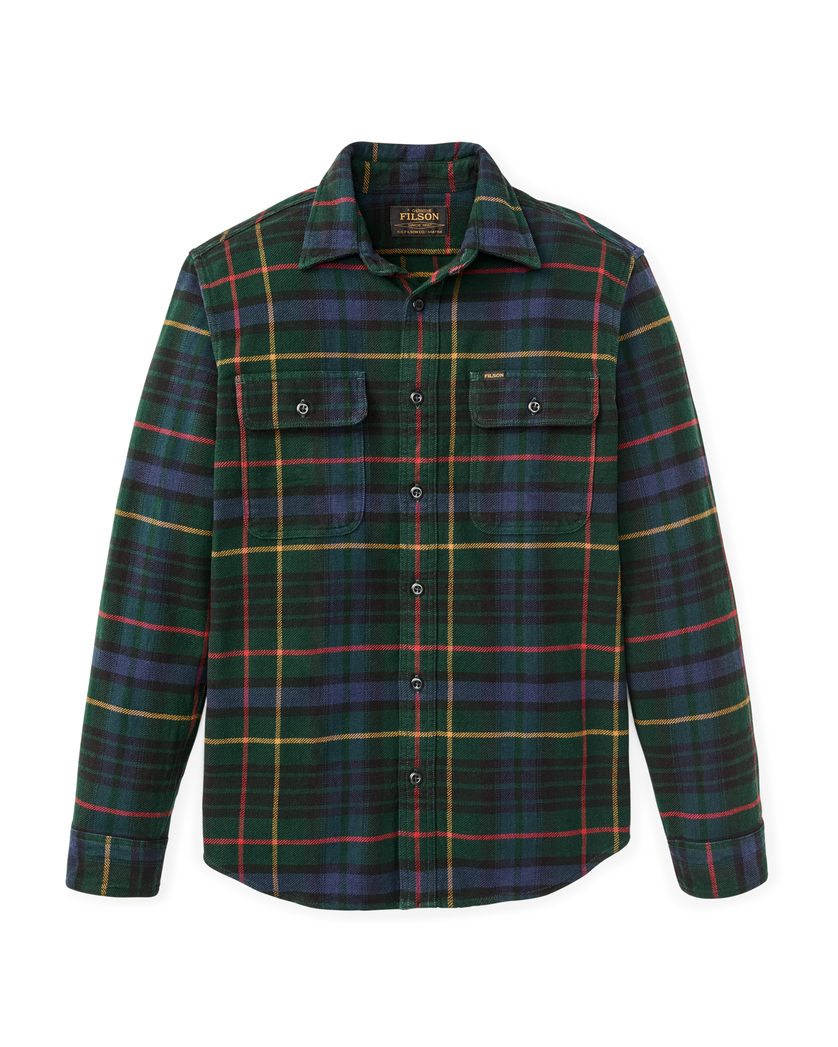 Vintage Flannel Work Shirt - Green / Navy Plaid - Image 4