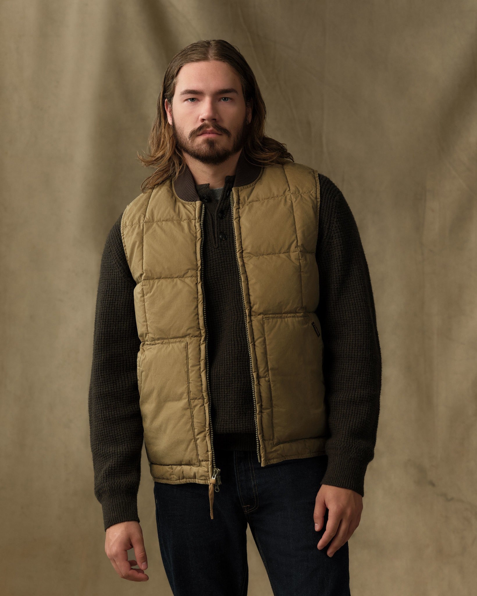 Heritage Cotton Down Vest - Light Brown